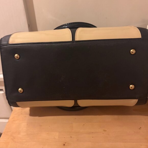 Polka Dot Patent Frame Satchel Blue & White Retro - Picture 11 of 11